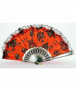 H.M. Smallwares Day Of The Dead Fan With Lace Trim
