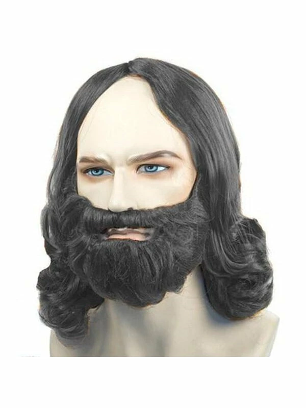 Lacey Wigs Men's Dark Grey Biblical Wig And Beard Set 3 Lacey Wigs Men's Dark Grey Biblical Wig And Beard Set