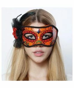 H.M. Smallwares Masks Day Of Dead Mask With Flower Trim