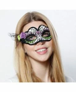 H.M. Smallwares Day Of Dead Mask W/Flower Trim