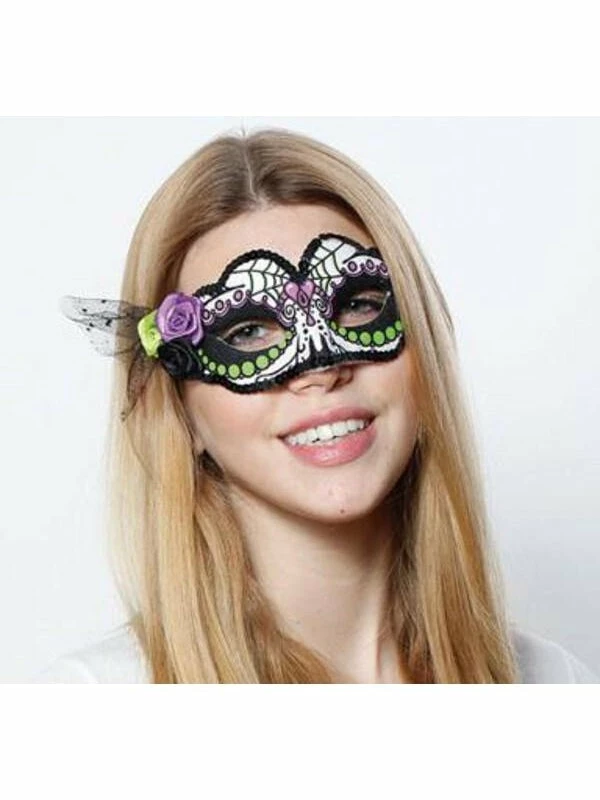 H.M. Smallwares Day Of Dead Mask W/Flower Trim 3 H.M. Smallwares Day Of Dead Mask W/Flower Trim