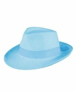 H.M. Smallwares Light Blue Fedora Gangster Hat