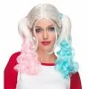 Westbay Wigs Pink & Blue Harlequin Ponytail Wig
